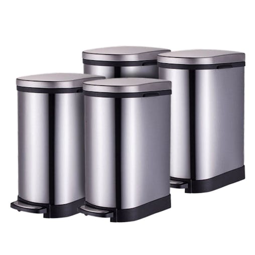 SOGA 4X Foot Pedal Stainless Steel Rubbish Recycling Garbage Waste Trash Bin 10L U