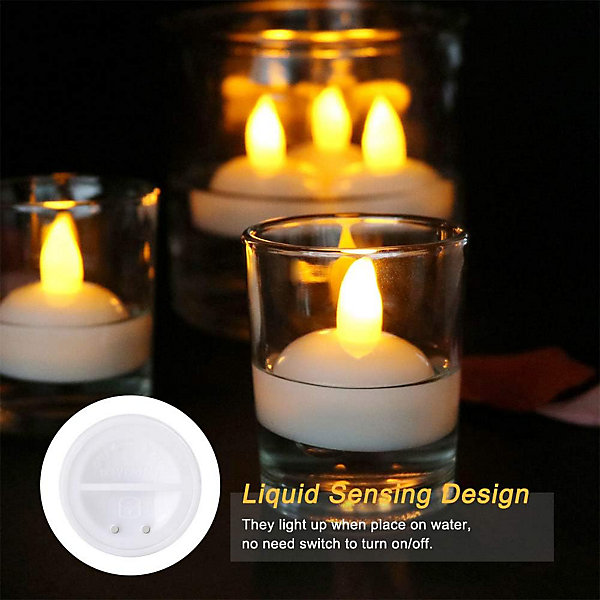 BASHLWUA 12 LED Bougie Flottante Sans Flammes, Batterie éTanche LumièRes De Thé Led Vacillantes Flotter Sur L'Eau Pour Mariage, Fê