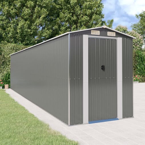 NNEVL Garden Shed Light Grey 192x855x223 cm Galvanised Steel