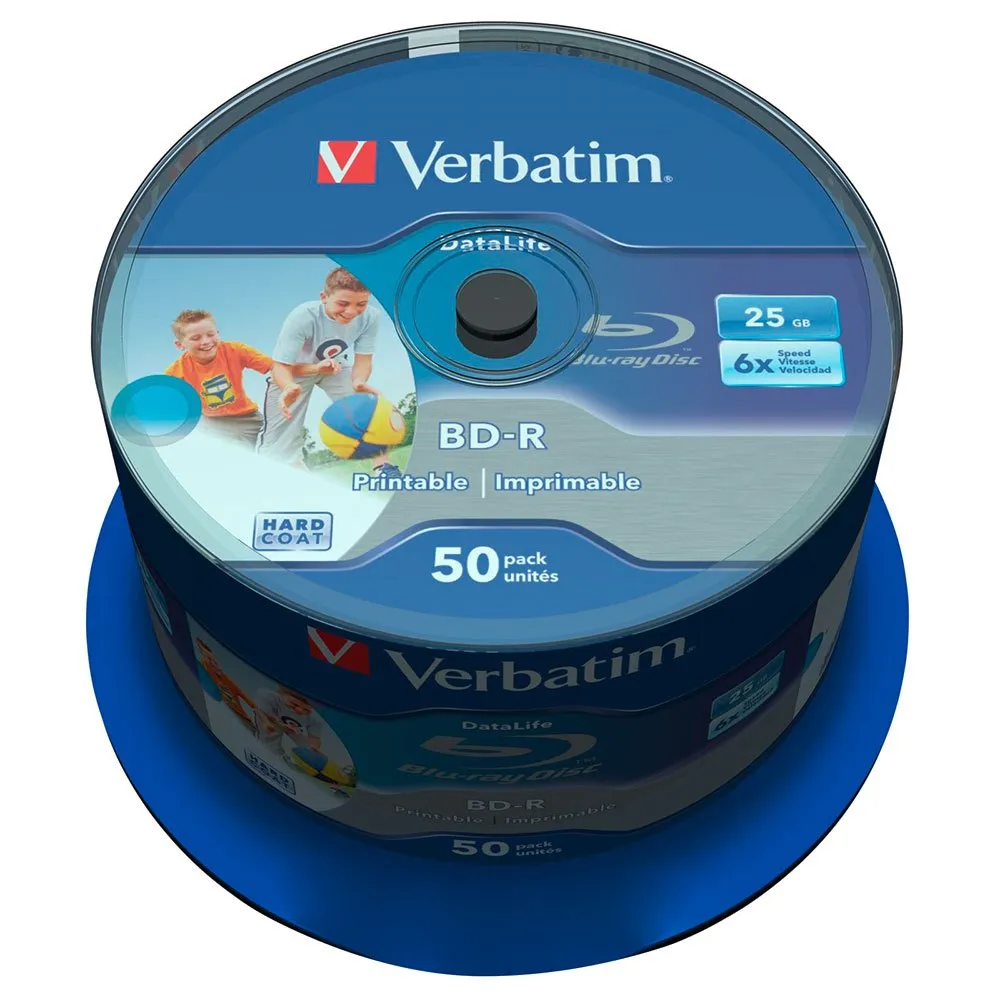 Verbatim Data Life BD-R Blu-Ray 25GB Printable 6x Speed 50 units