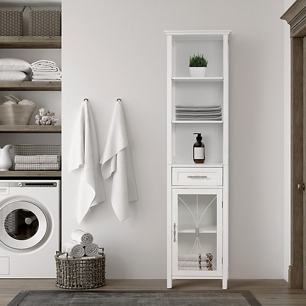 Colonne de rangement en effet bois blanc avec tiroir Teamson Home