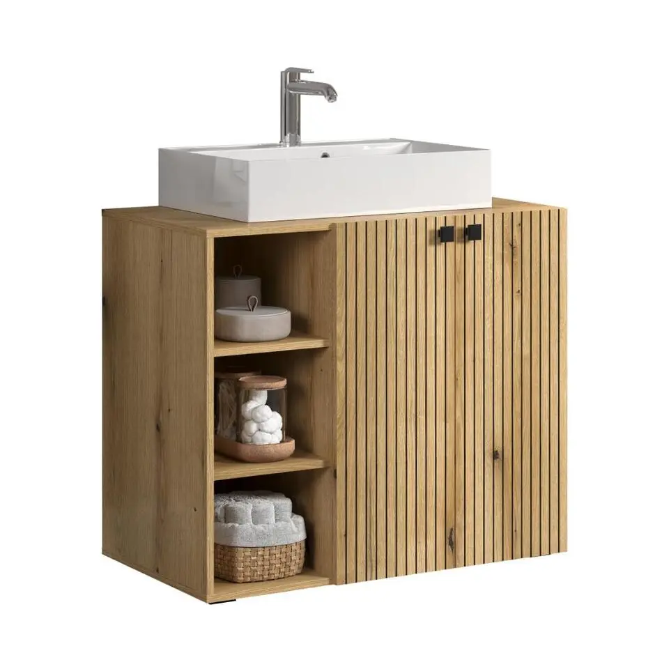 Hioshop PureBliss waskast met wastafel eiken decor