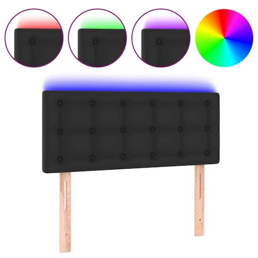 NNEVL LED Headboard Black 100x5x78/88 cm Faux Leather