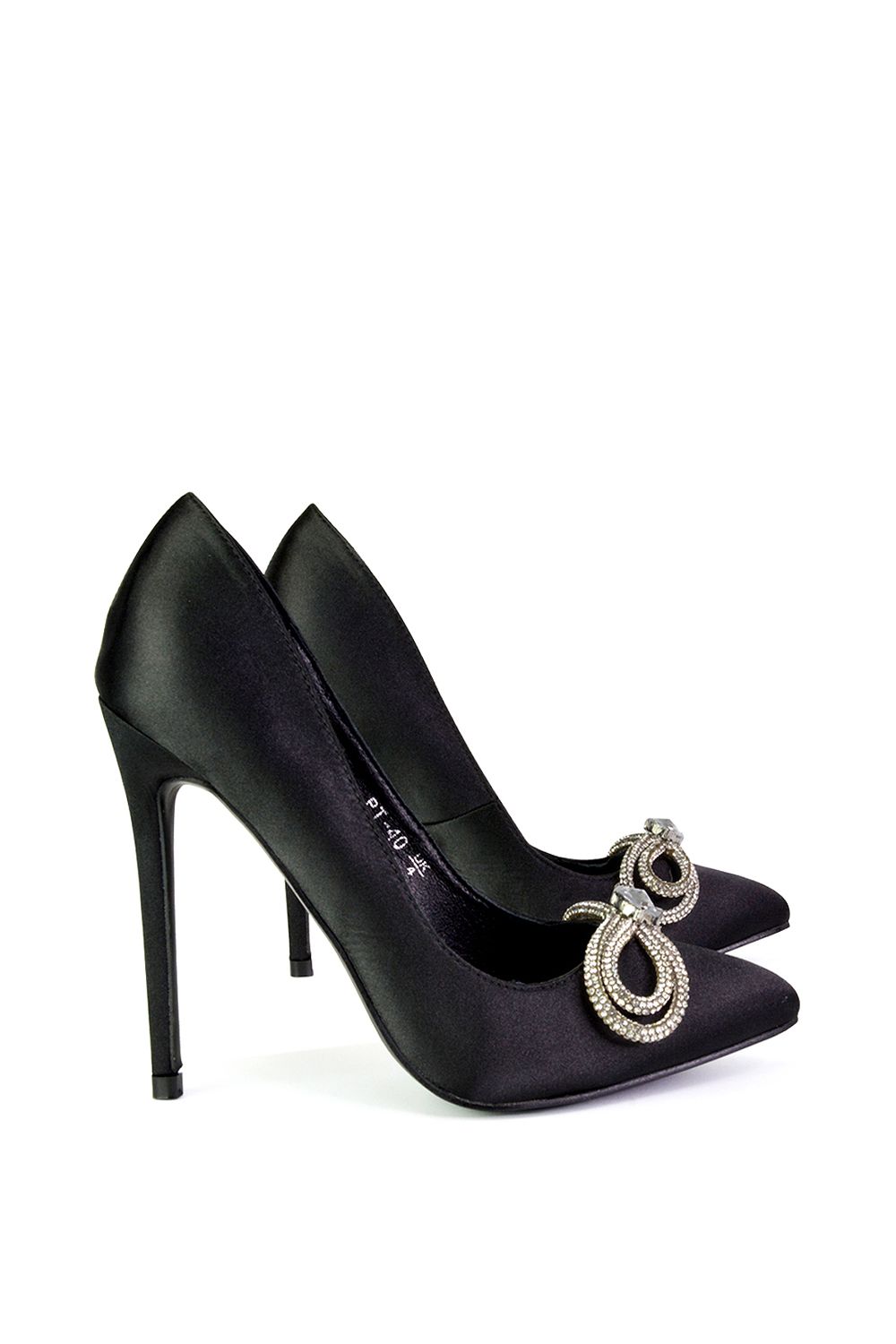 XY London Lane' Diamante Bow Pointed Toe Court Shoes Stiletto Bridal Shoes