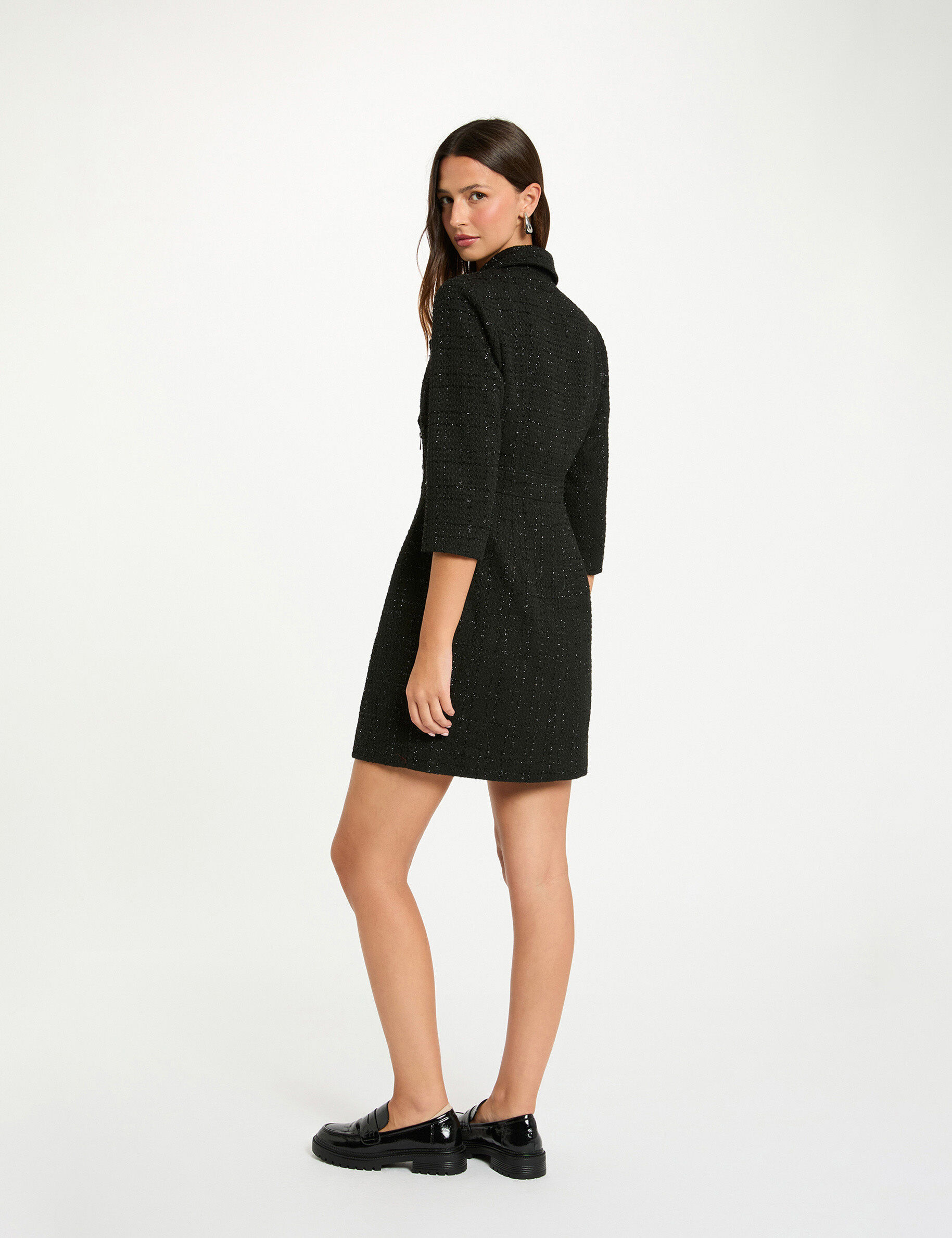 Short Tweed Dress Black Women