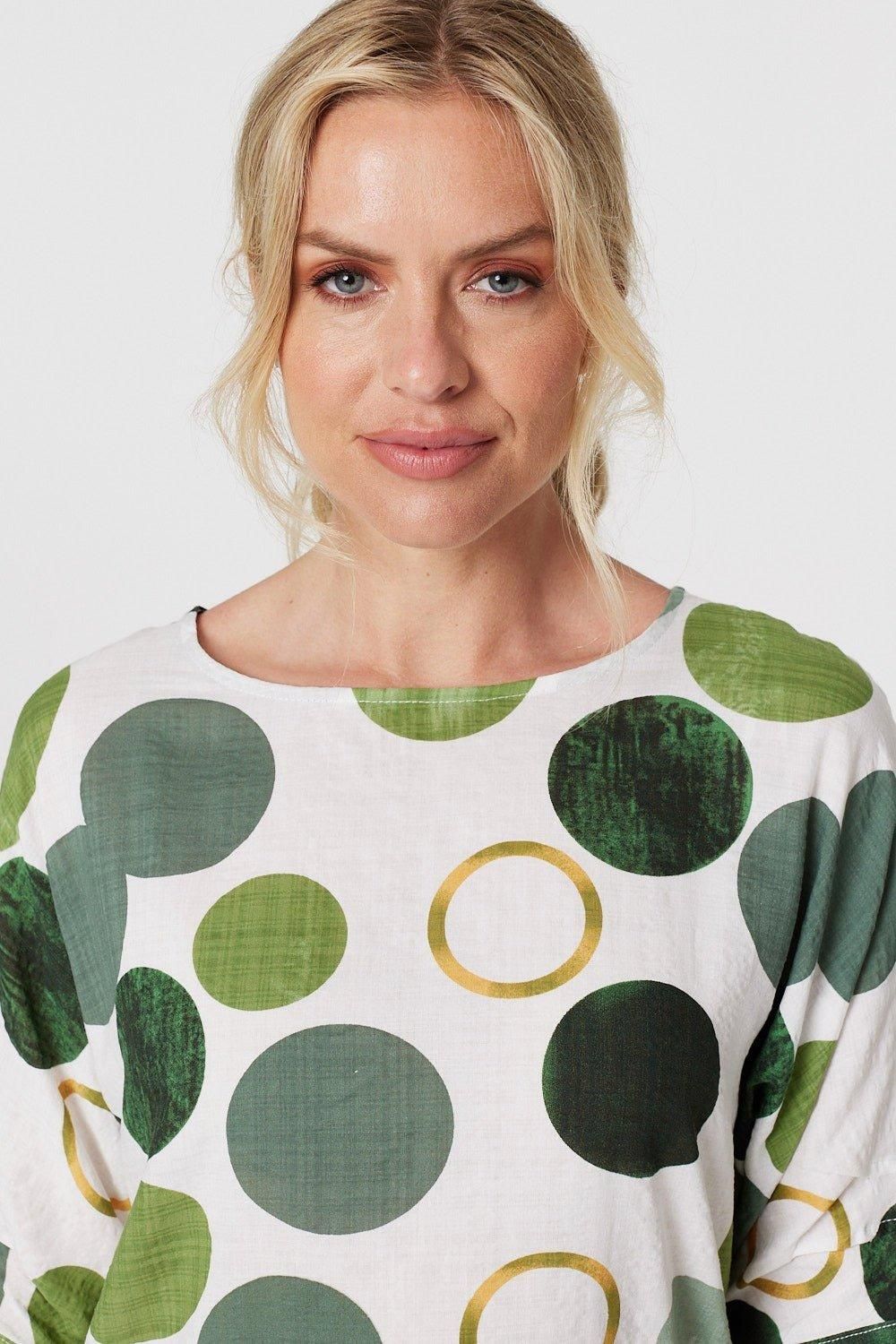 Izabel London Polka Dot 1/2 Sleeve Blouse