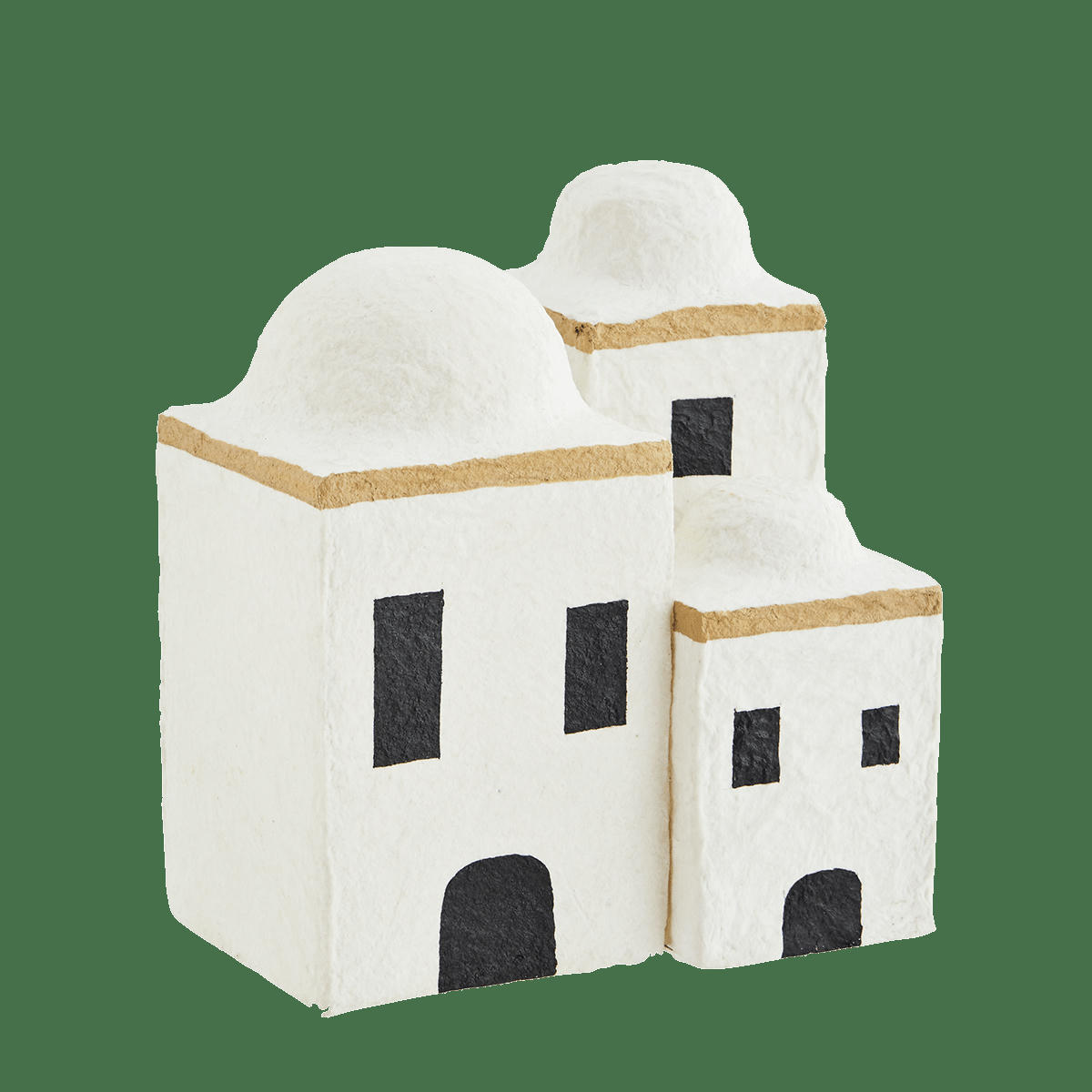 - Village en pâte à papier peint à la main marron L12cm