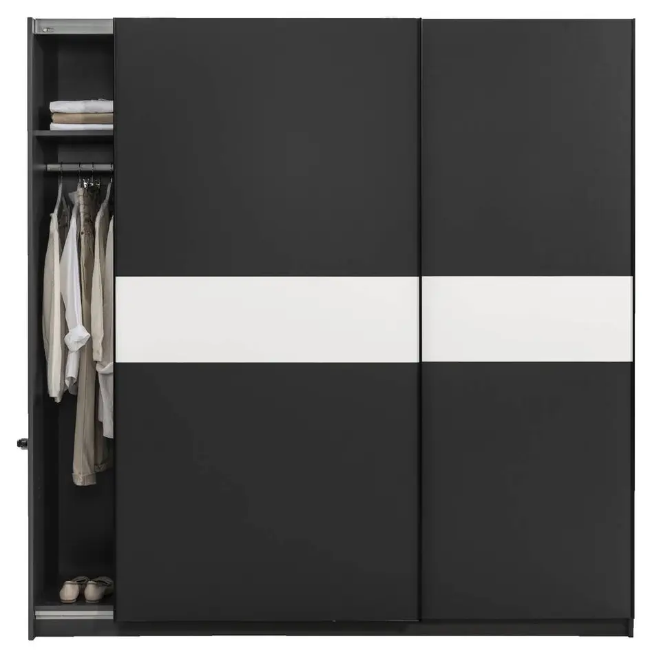 Schuifdeurkast Genua - antraciet/wit - 204x200x60 cm