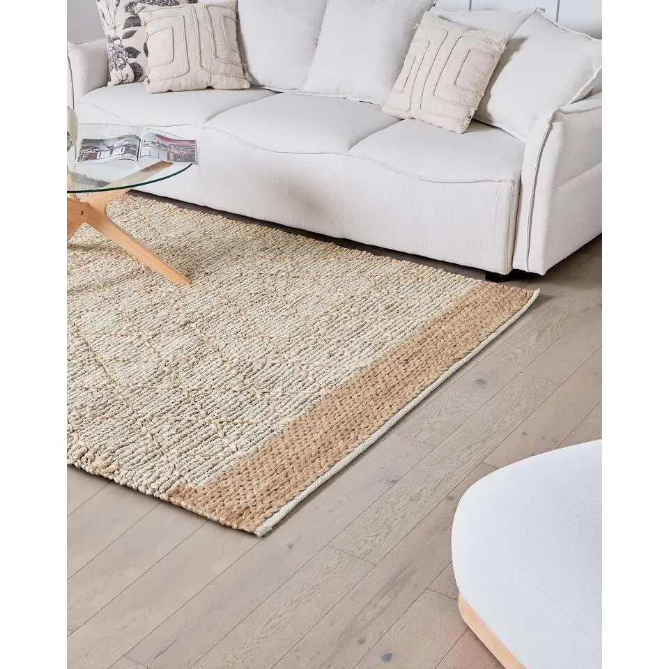 TELLIKAYA - Loper vloerkleed - Groen/Beige - 160 x 230 cm - Jute