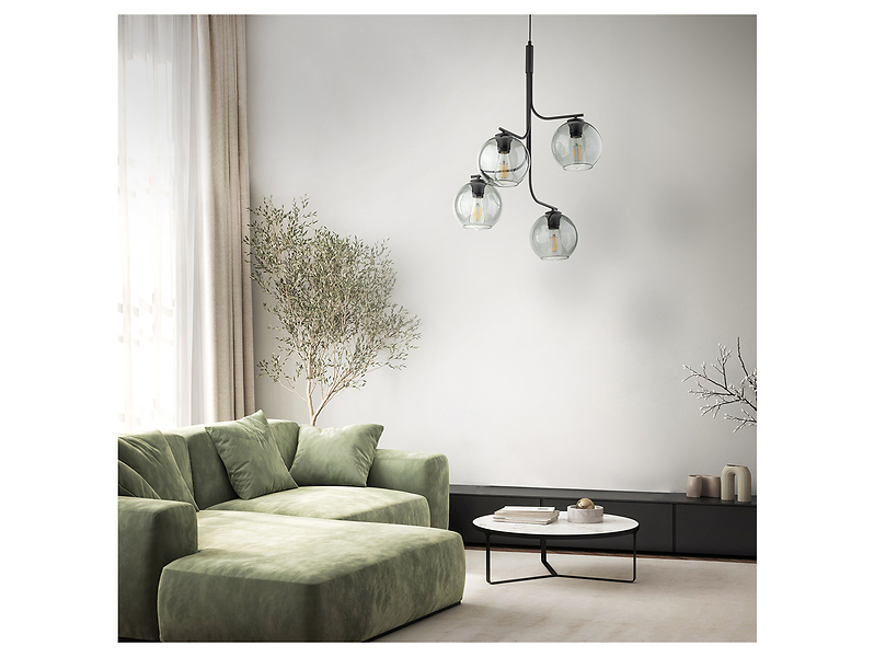 Lampa wisząca Cesar 4-punktowa szklana szara