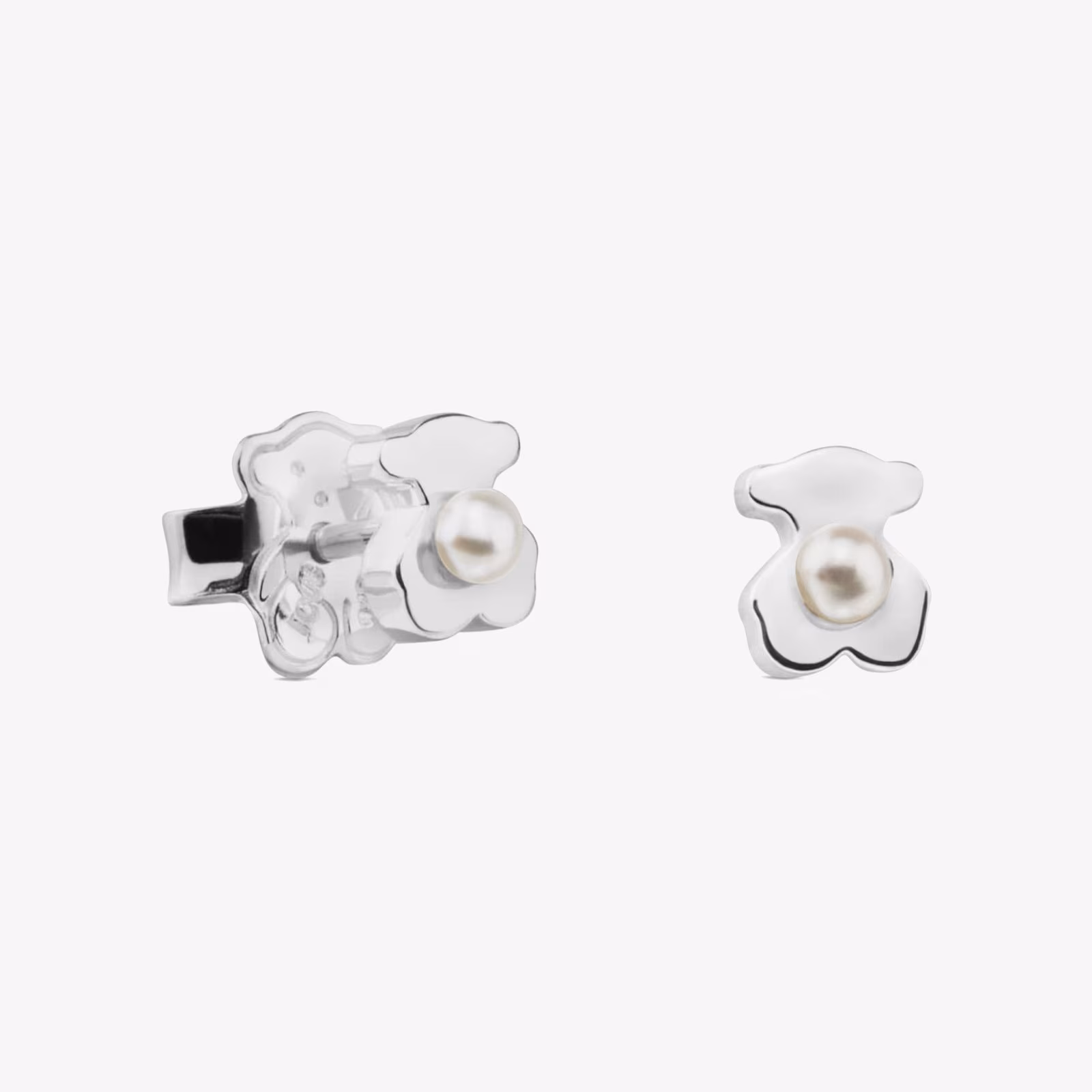Pendientes de plata con perlas motivo oso Super Power