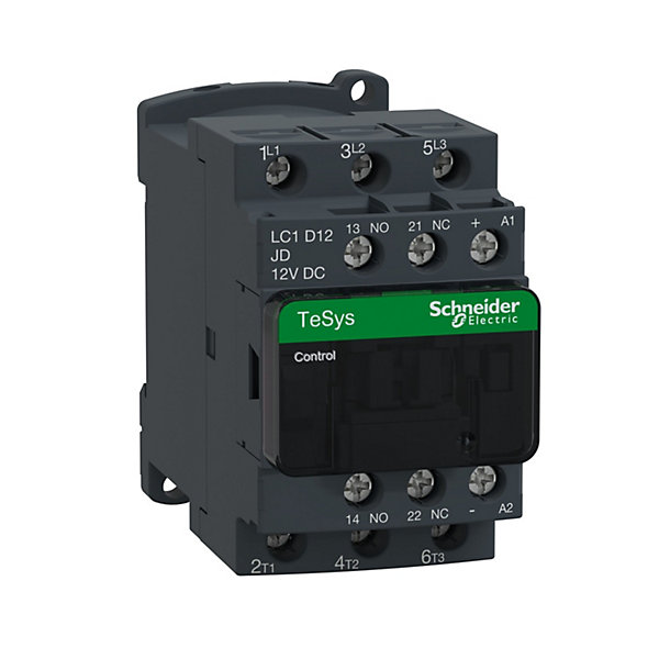 Lc1d12jd Schneider - Contacteur Tripolaire - 3no - 12a - Bobine 12vcc - Vis