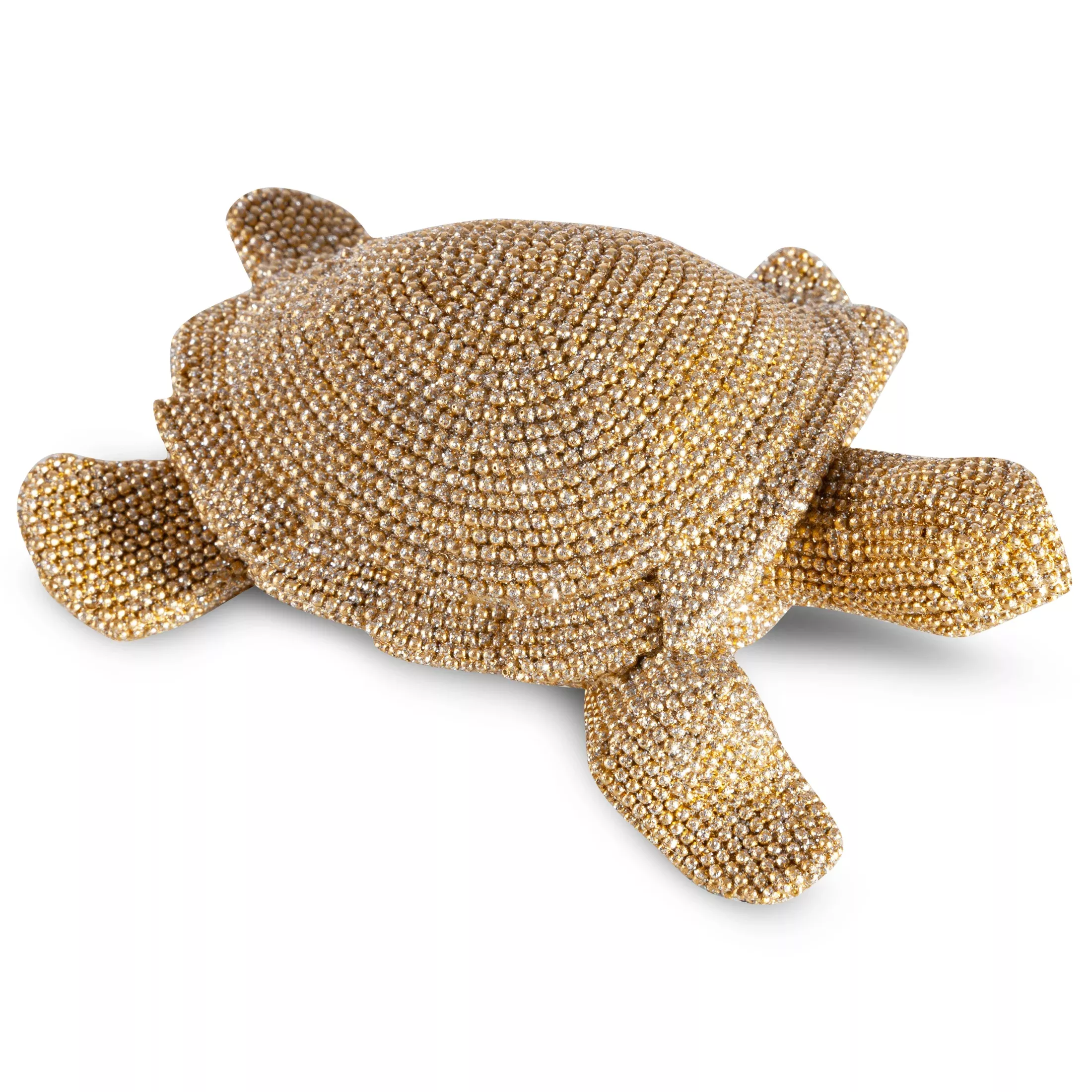 Figurka złota żółw o drobnym strukturalnym wzorze 14x12x5 cmELDO
