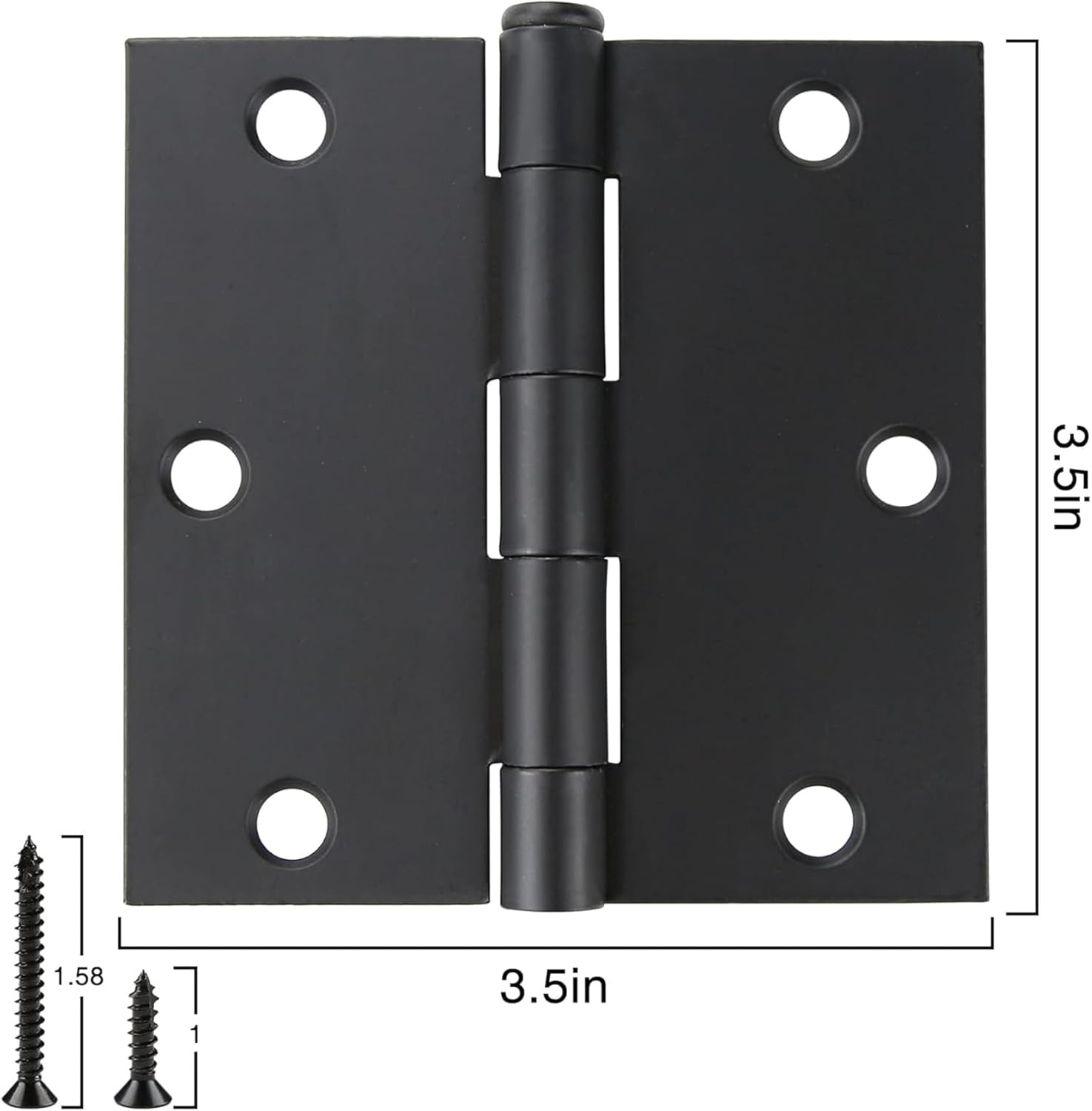 30 Pack Matte Black Door Hinges 3.5 x 3.5 Inch Interior 3 1/2 Inch Door Hinges for Doors Square Radius Corners Flat Iron Hinge 3 ½x 3 ½ Door Hardware Controls