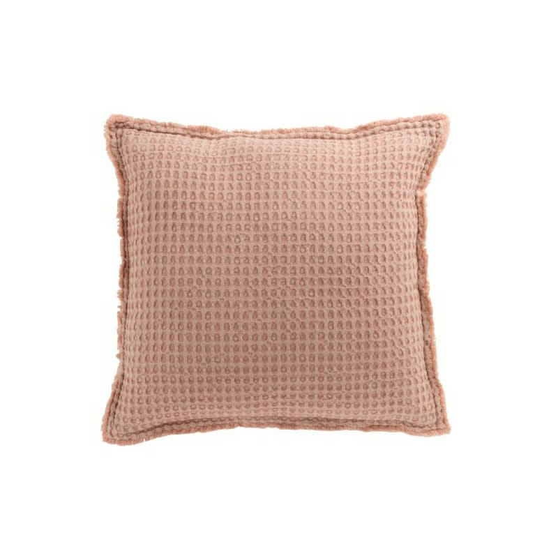 GAUFRE - Coussin coton rose clair 50x50