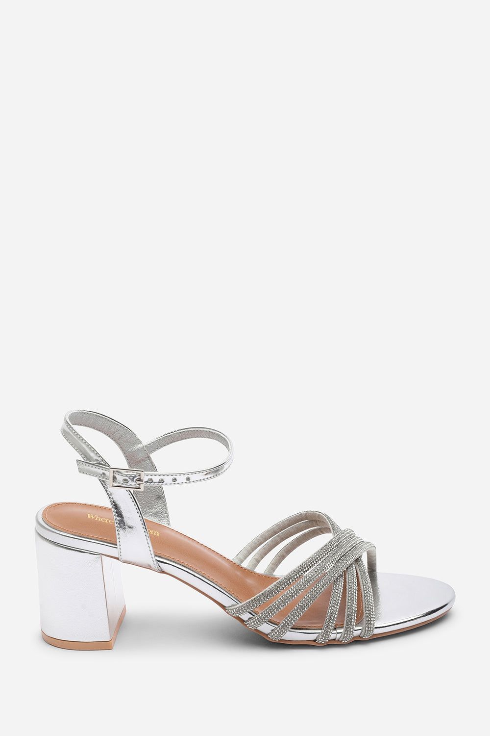 Where's That From Bellini Cross Over Diamante Strap Block Heel Sandals