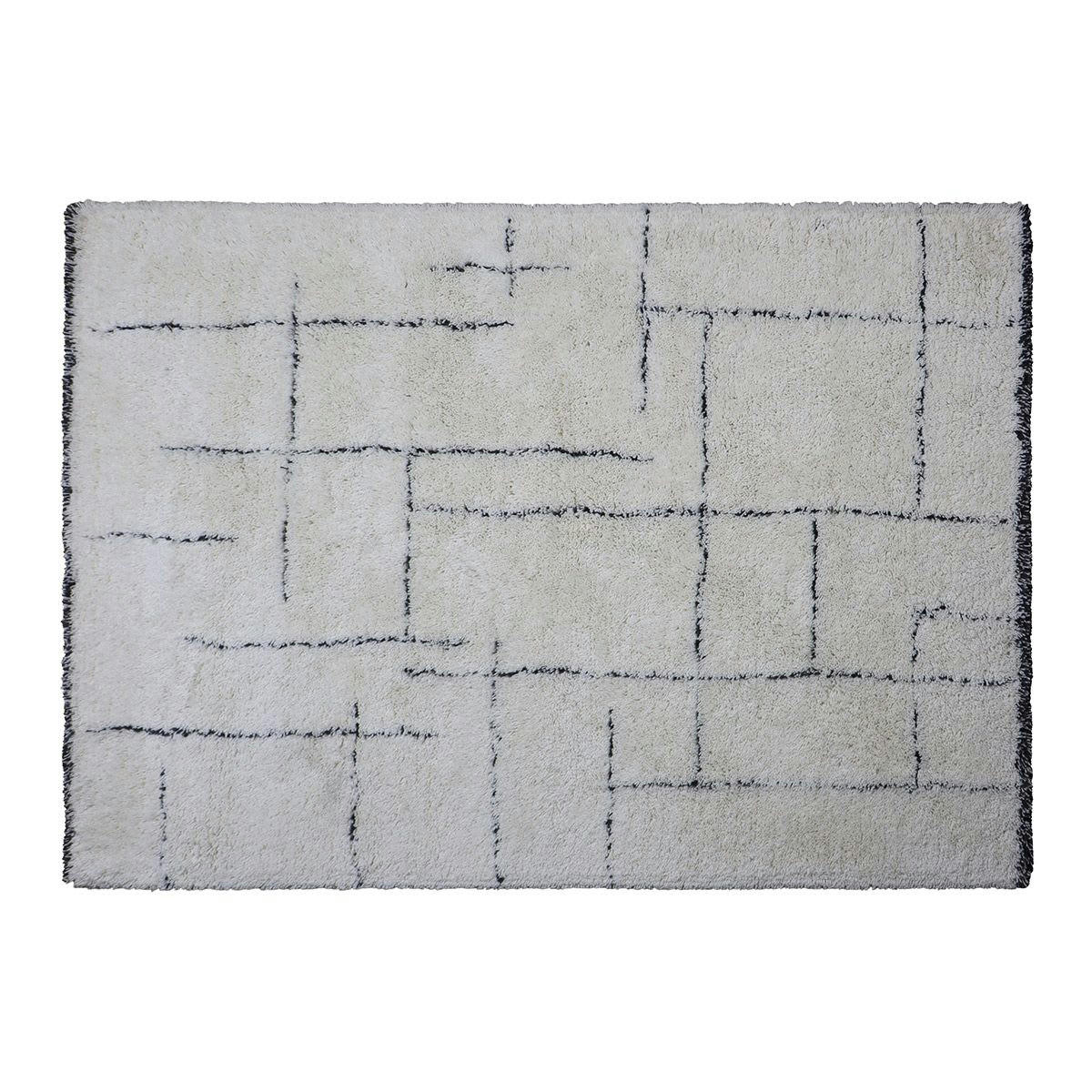 - Tapis rectangulaire esprit berbère en laine tissé main 160 x 230 cm