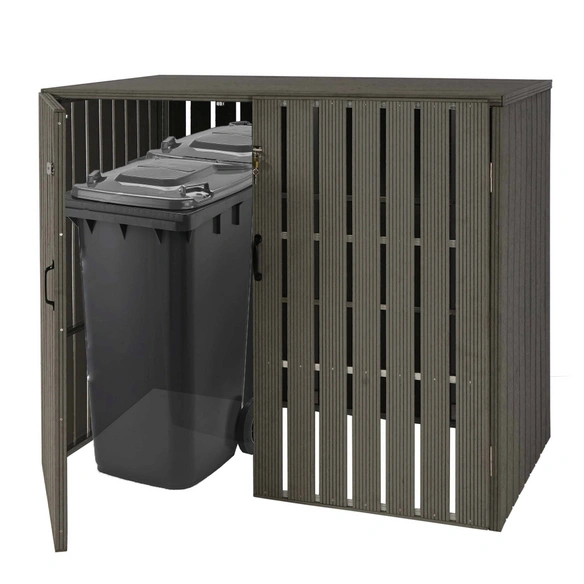 WPC-Mülltonnenverkleidung »MVG-J28«, XL 2er/4er, BxHxT: 140 x 115 x 100 cm, Metall, Holzoptik, erweiterbar