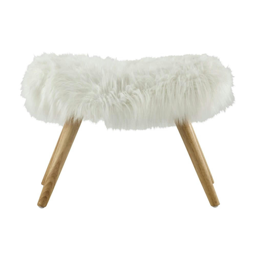 Vilma - Tabouret imitation fourrure blanche
