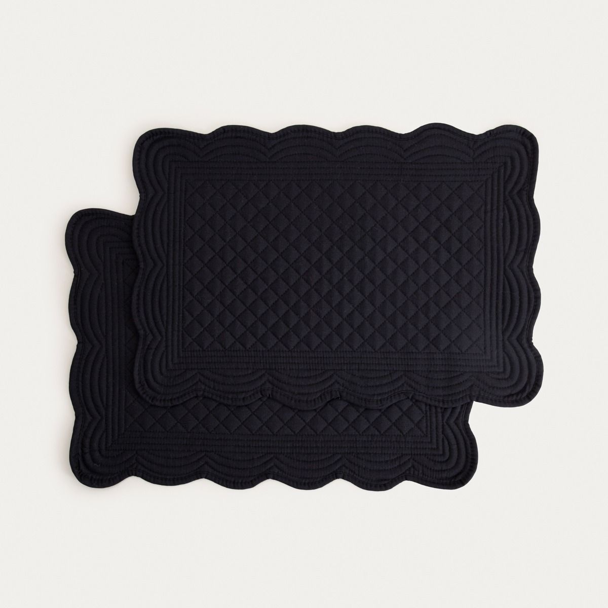 Maty stołowe VELA czarne prostokątne z pikowaniem, zestaw 2 szt. 30x45 cm