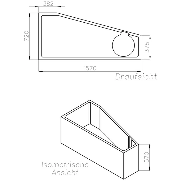 Wannenträger »Bahia«, BxHxL: 72 x 57 x 157 cm, weiß