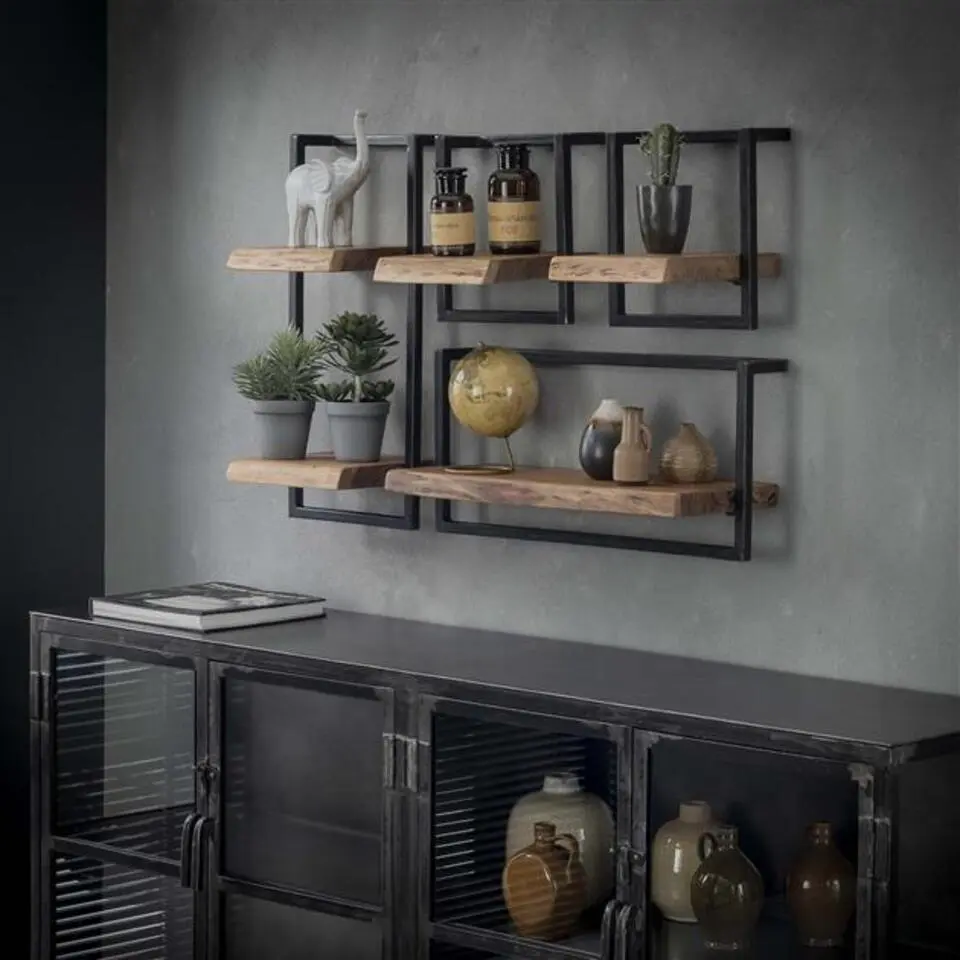 Hoyz - Wandplanken set Edge - Acaciahout - Complete set - 4 stuks