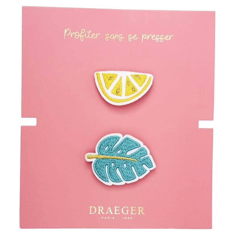 - Broche brodée monstera & citron