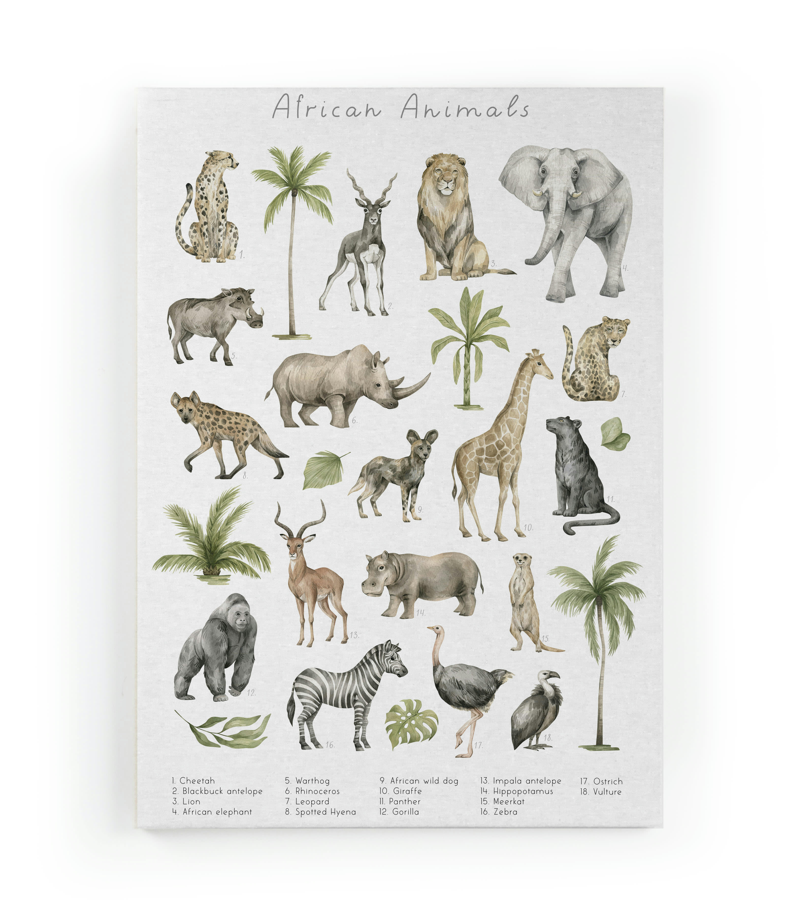 AFRICAN ANIMALS - Peinture sur toile 60x40 imprimé HD animaux d