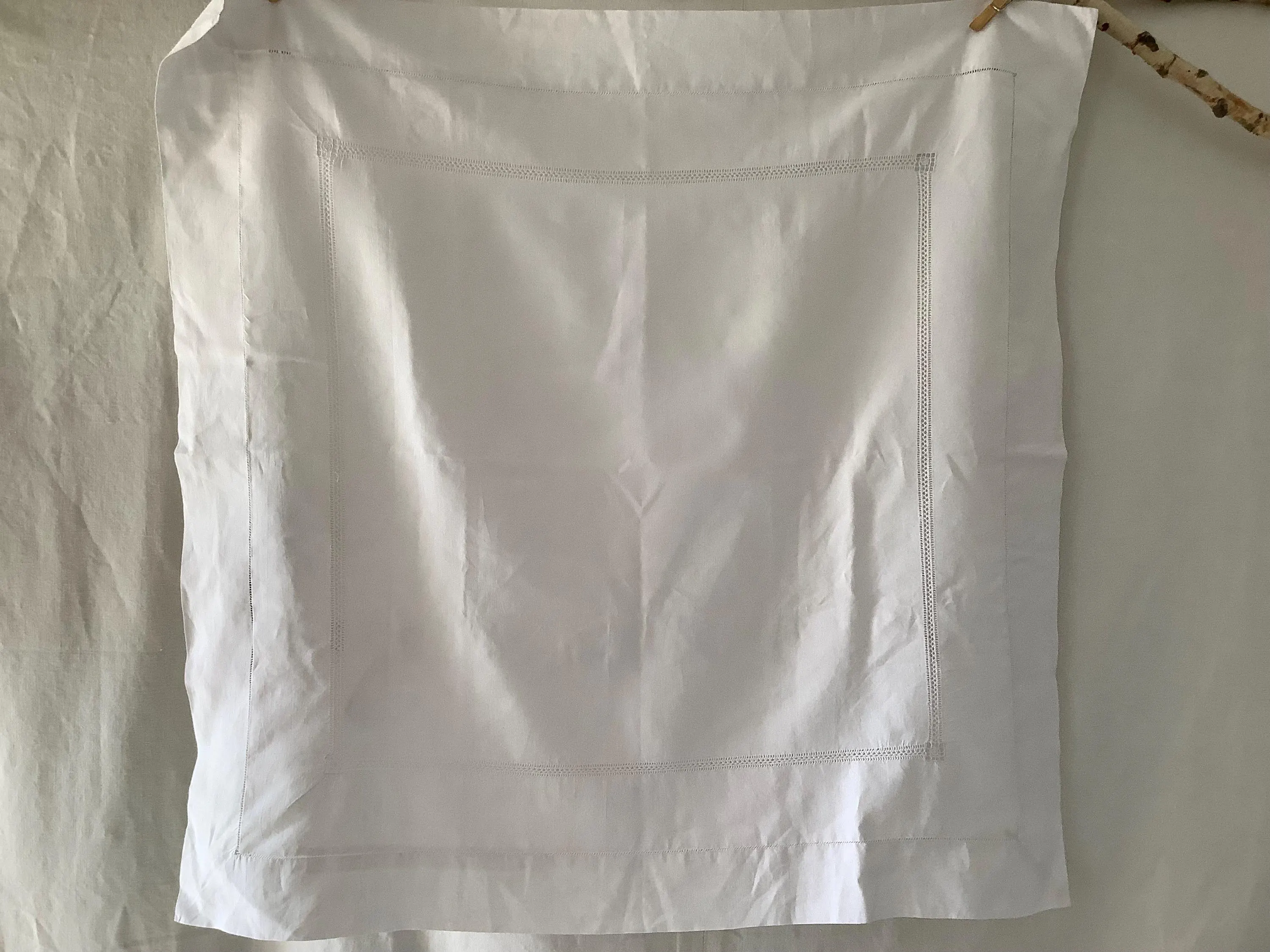 Lovely Simple Large French Pure Linen Pillow Sham Hand Needlework