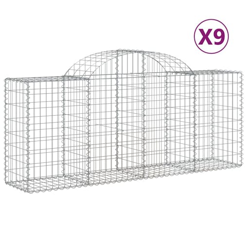 NNEVL Arched Gabion Baskets 9 pcs 200x50x80/100 cm Galvanised Iron
