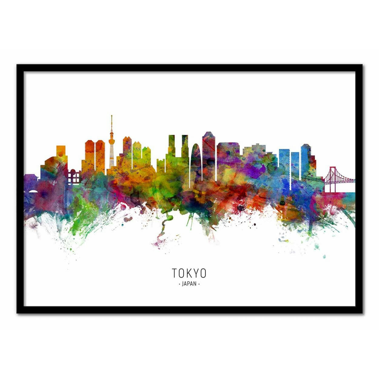 MICHAEL TOMPSETT - TOKYO JAPAN SKYLINE (COLORED VERSION) -  Affiche d'art 30 x 40 cm