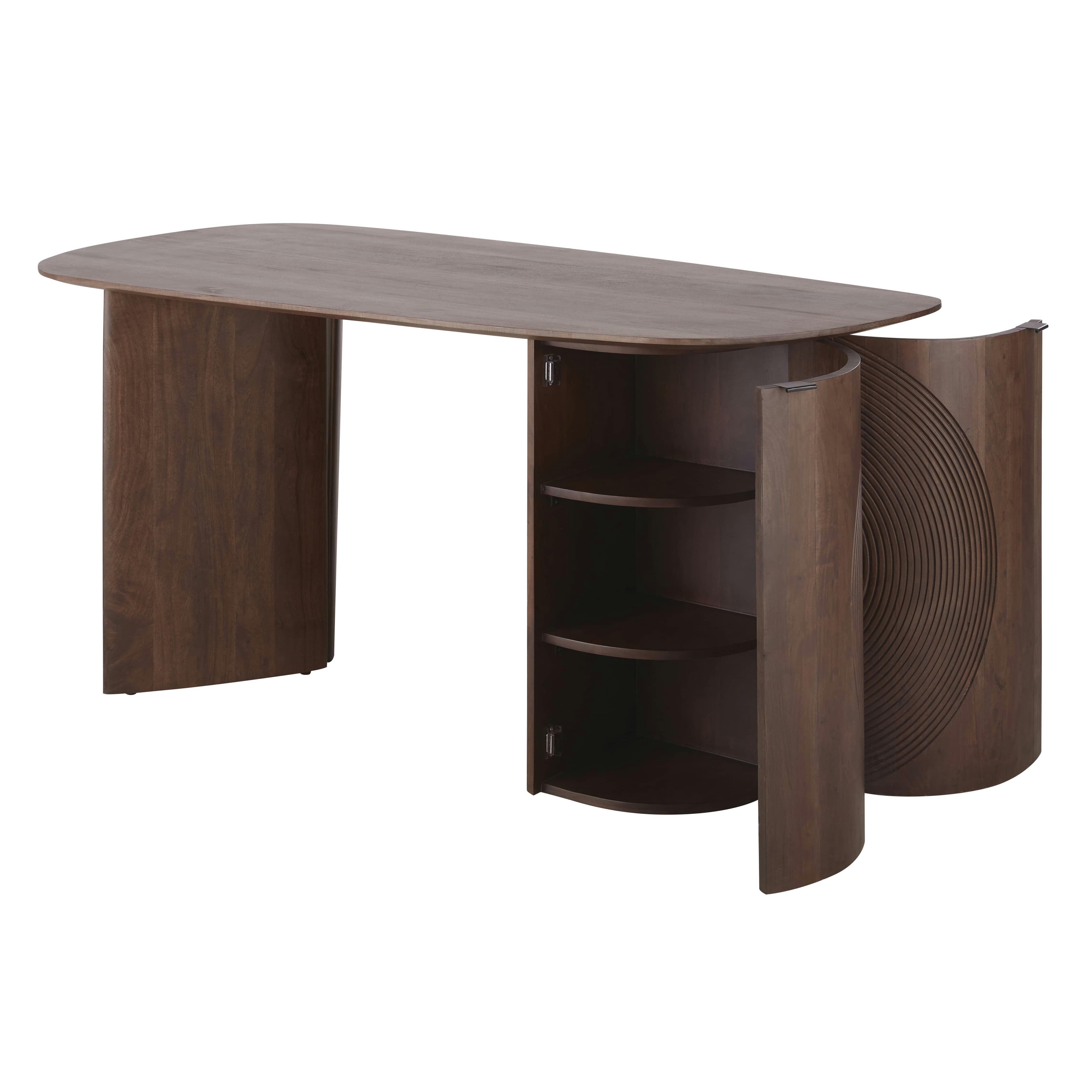 Lausanne - Bureau 2 portes 4 étagères marron