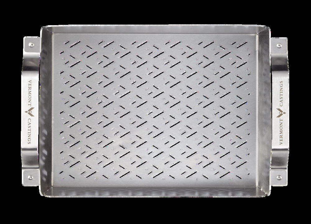 Vermont Castings Stainless Steel Rectangular Shaped BBQ Grill/Grilling Basket Topper w/ Handles