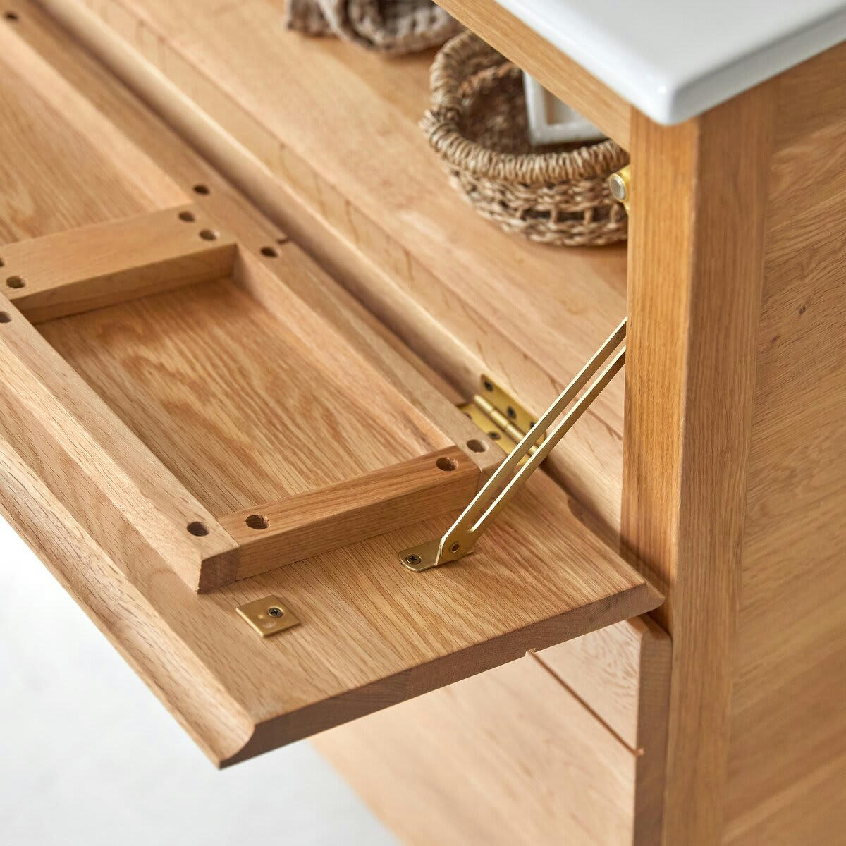 EASY - Meuble salle de bain en chêne massif et céramique 80 cm