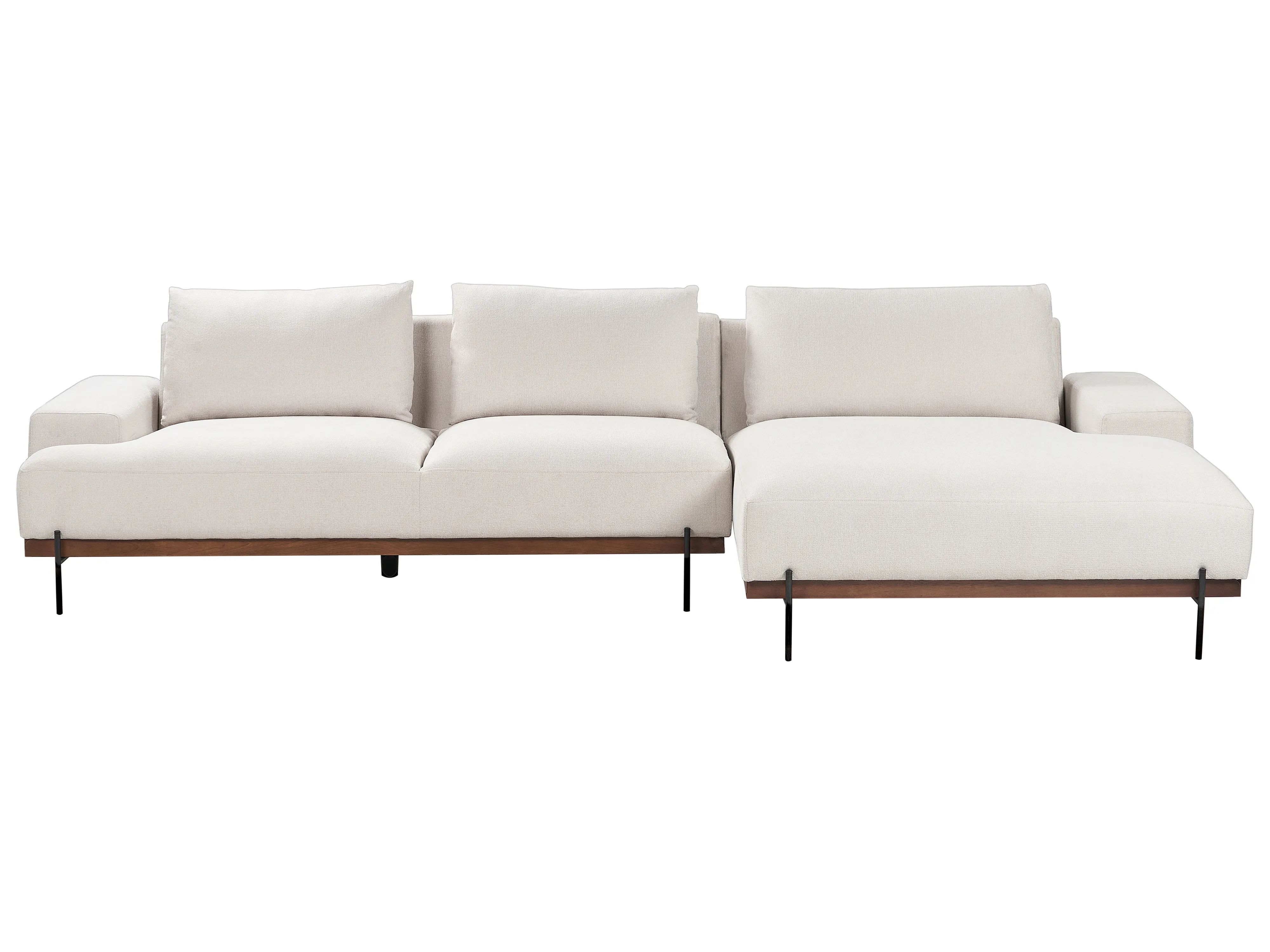 Corner Sofa 4 Seater MARIFERD Fabric Light Beige Left Hand