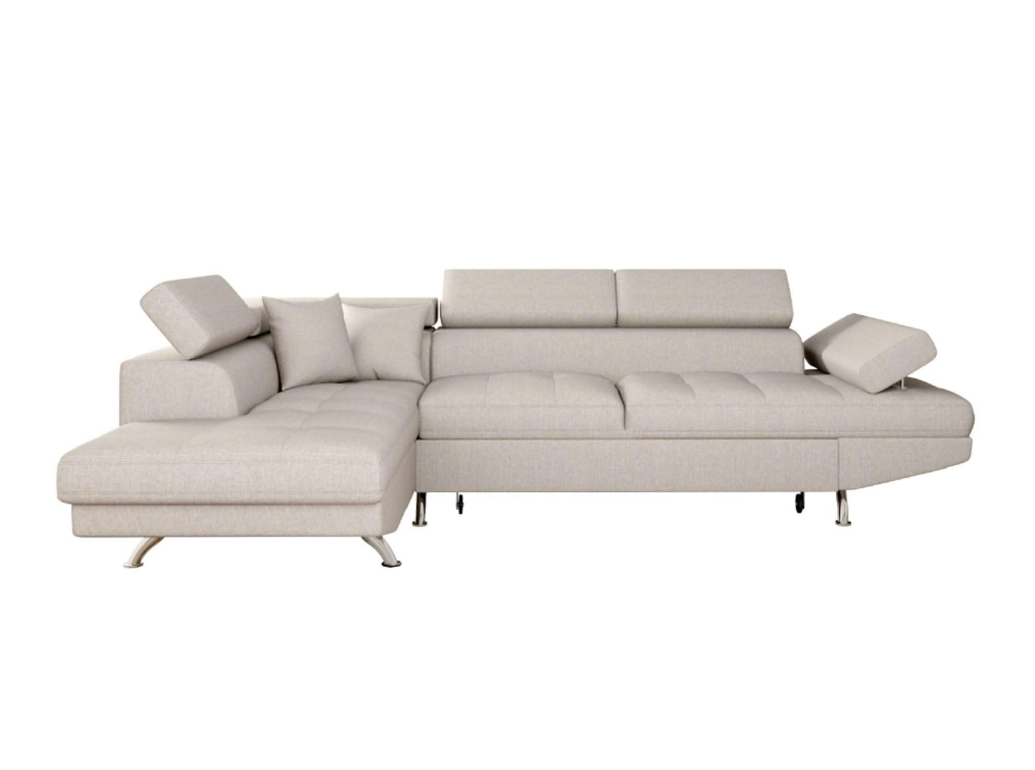 RIO - Canapé angle gauche convertible avec coffre en tissu - Beige