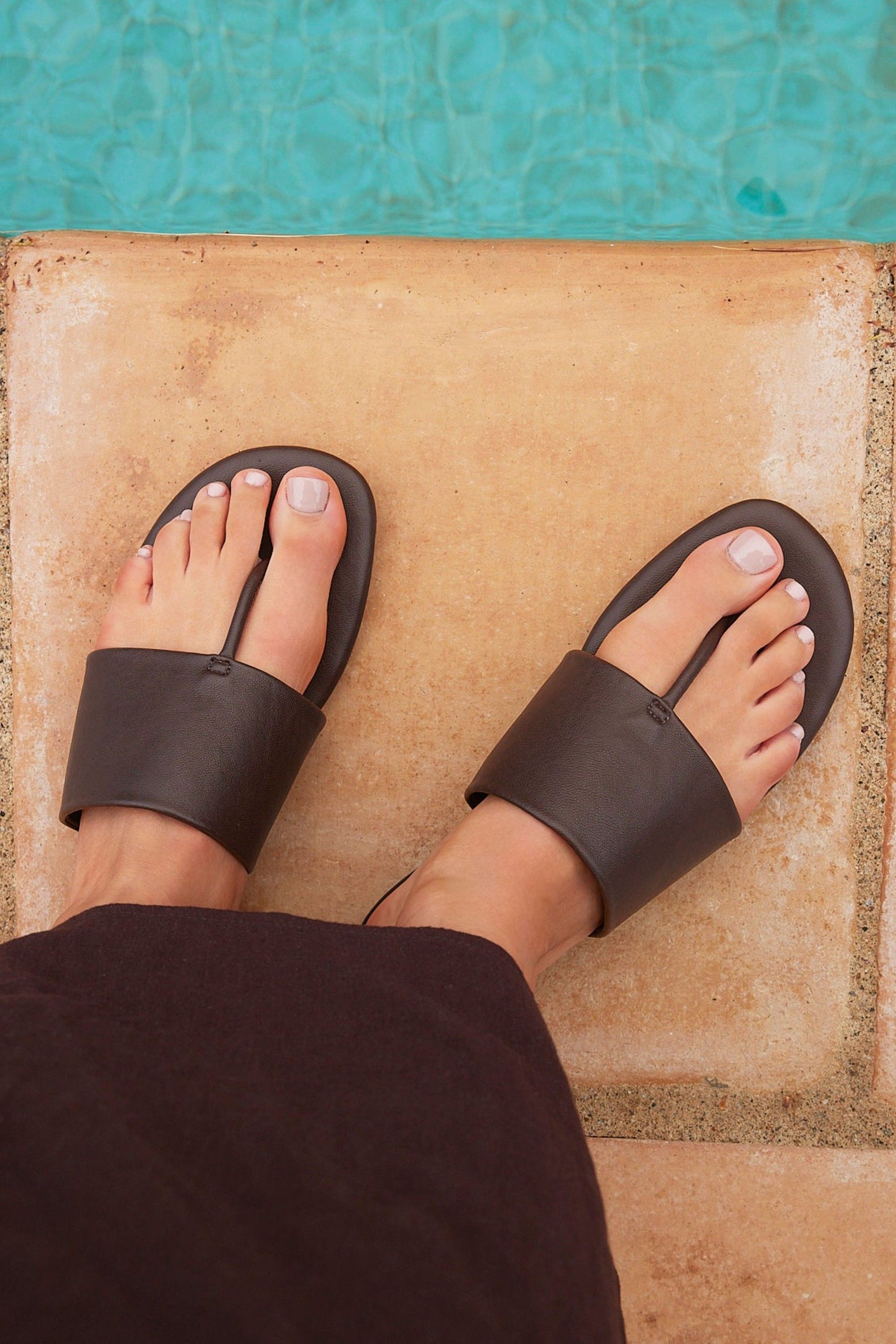 Linzi Amara Brown Flat Sandals