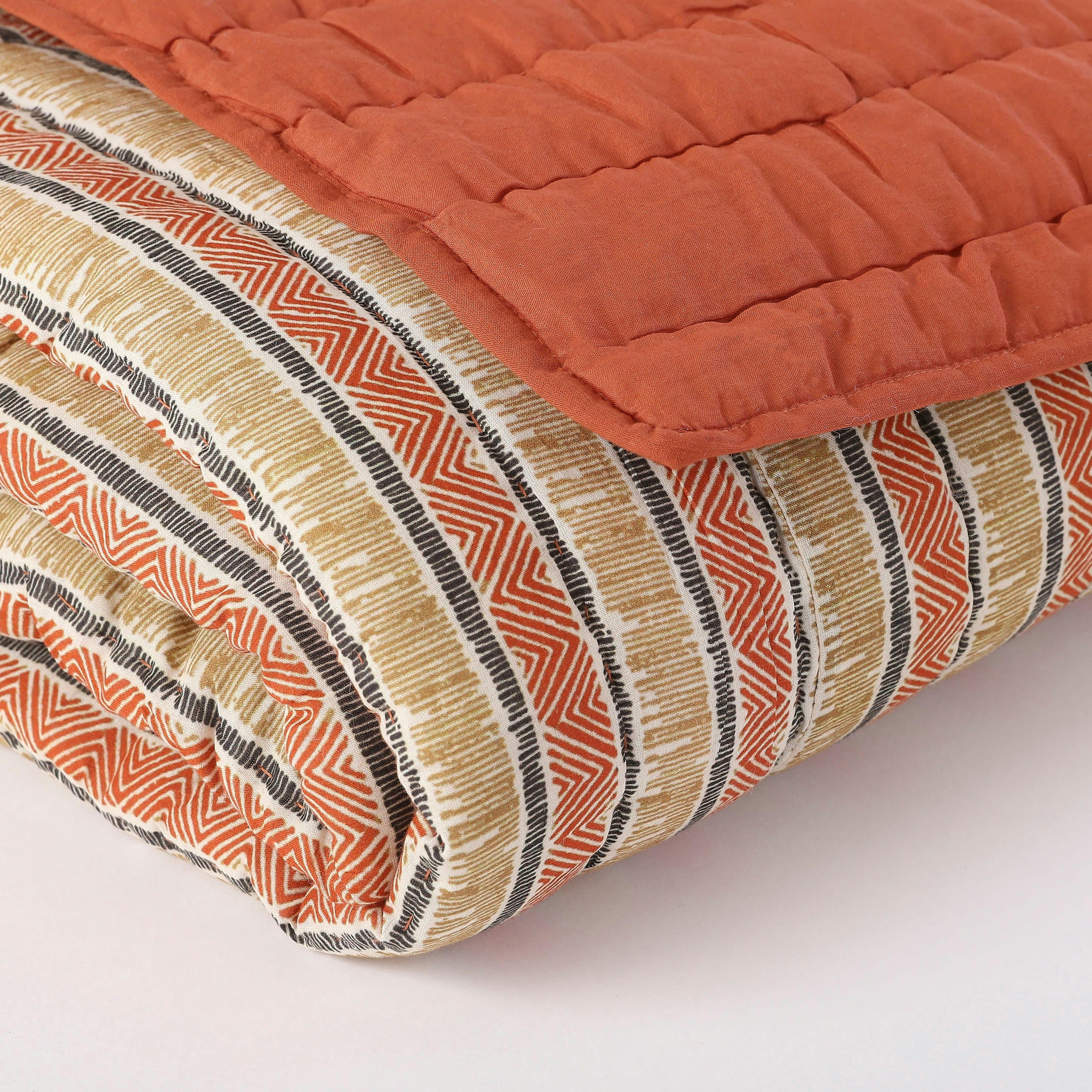 MOLLY - Plaid en coton orange 150x130