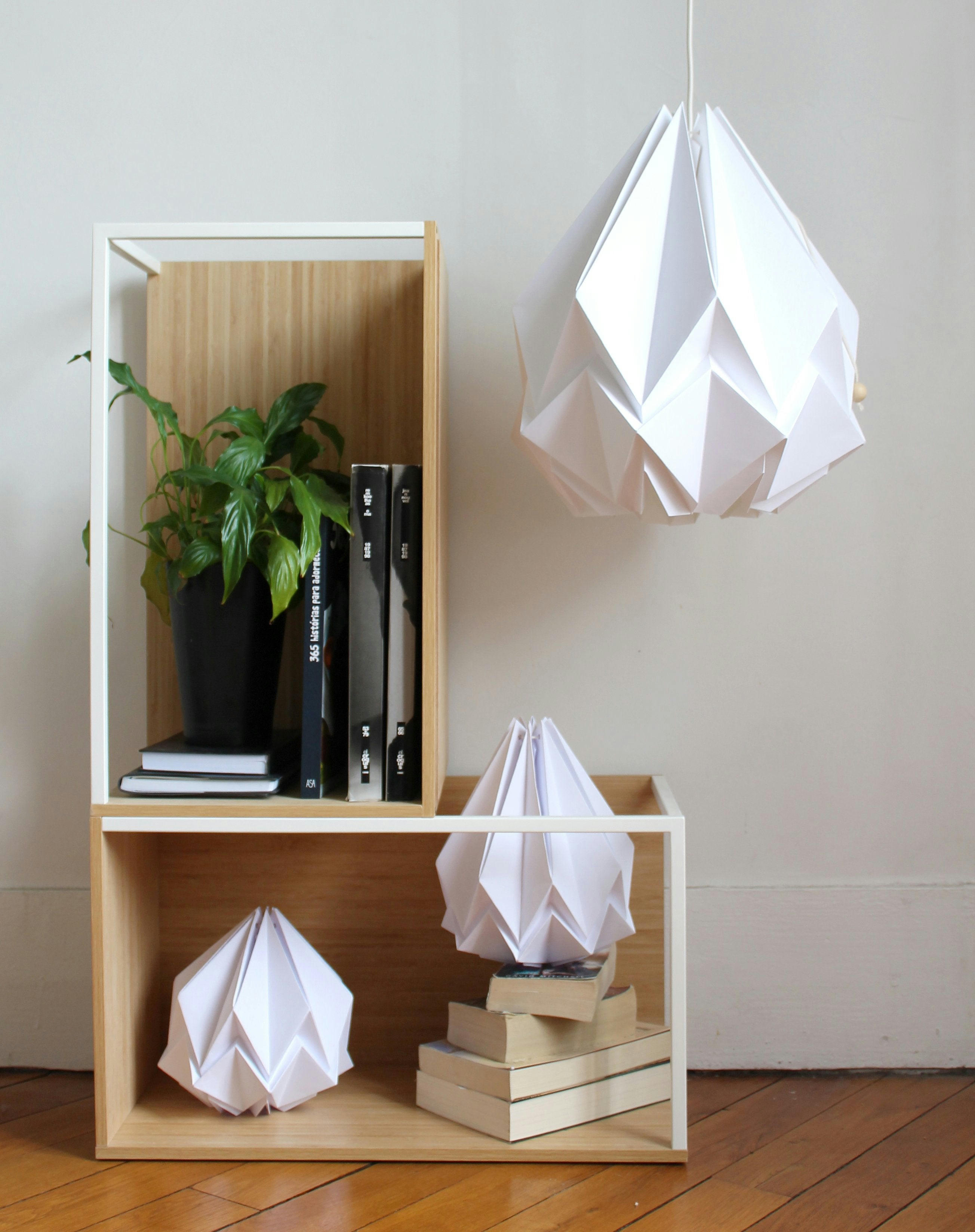 HANAHI - Suspension origami couleur unie en papier taille L