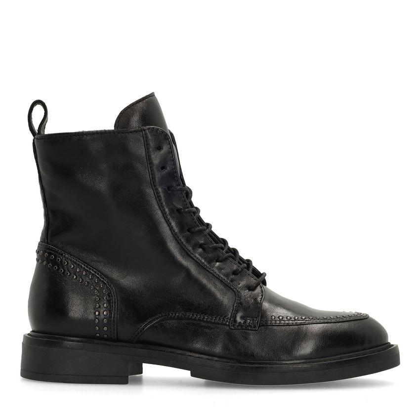 Manfield Zwarte leren biker boots
