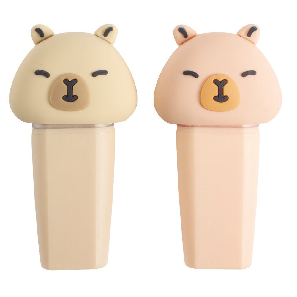 Surligneur x2 forme animal L7,5cm (2 modèles capybara ou axolotl)