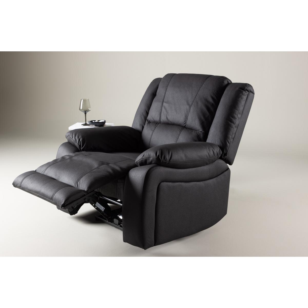 Svea - Zira verstelbare fauteuil - lederlook - zwart