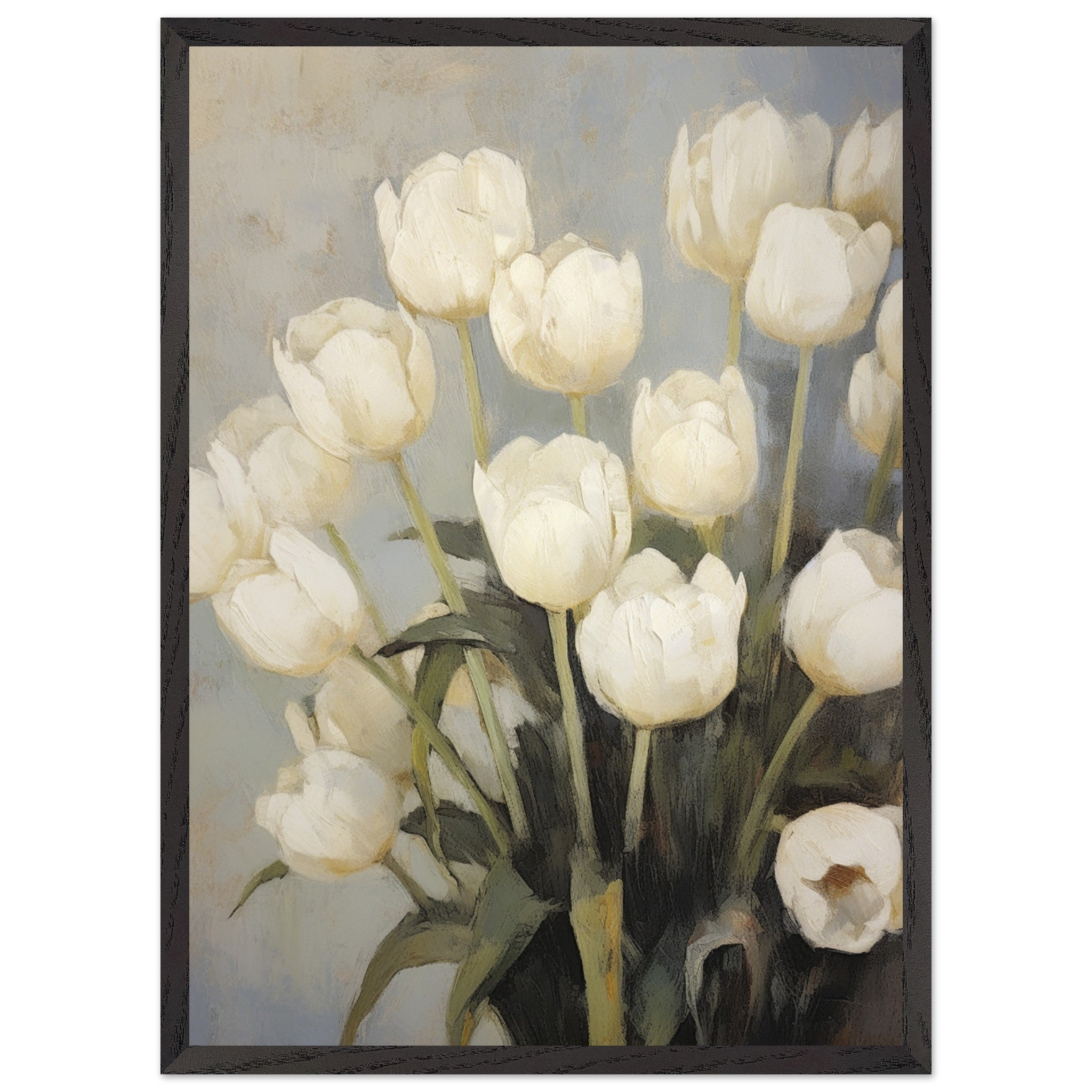 Artfulprints Poster met Lijst White tulips  - 50x70 cm - Wit