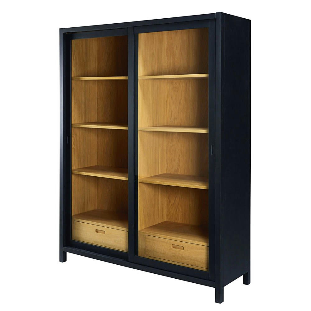 Nepaya - Vitrine 2 tiroirs noire