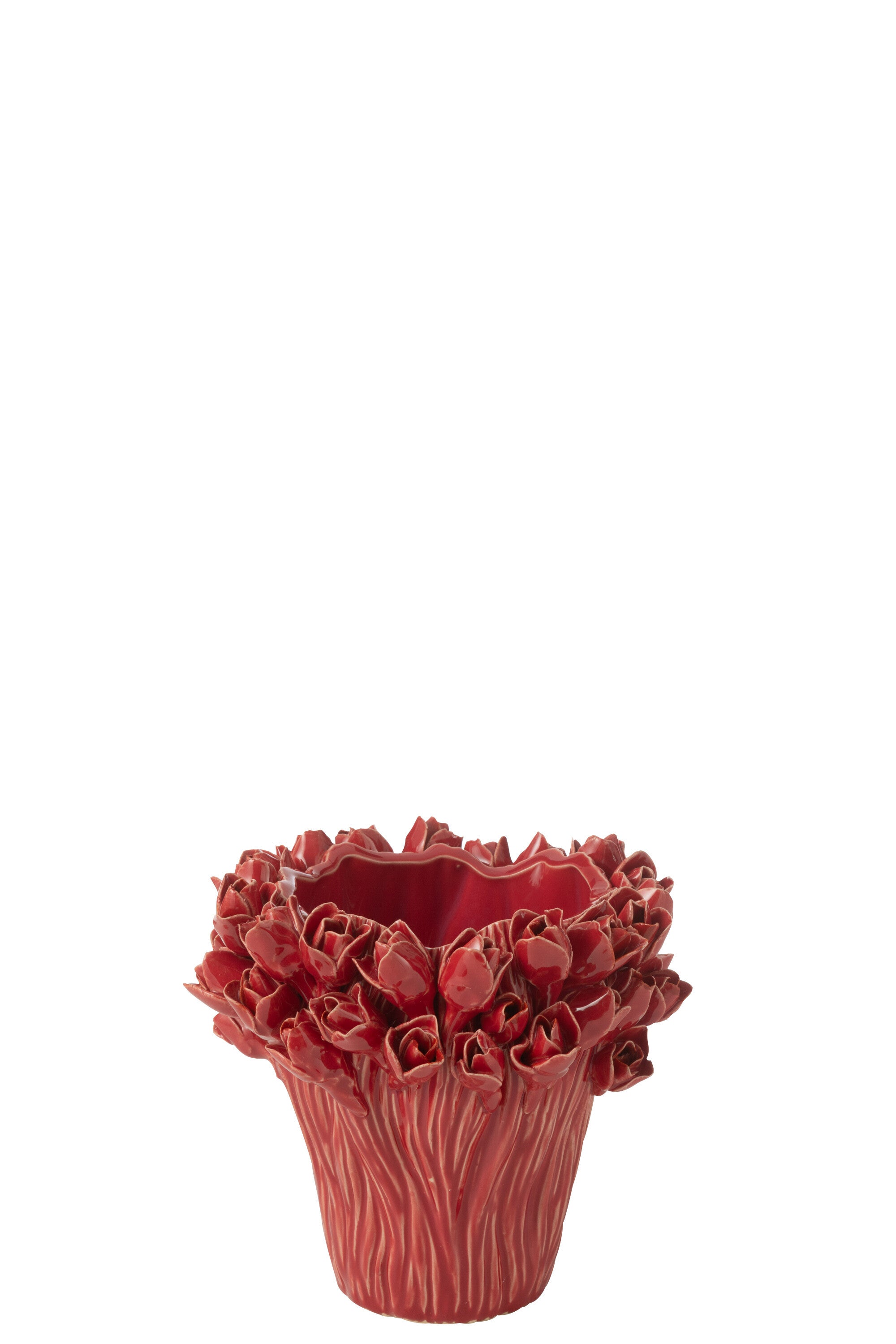 J-Line vaas Ambrosia - keramiek - rood - small - Ø 20.5 cm