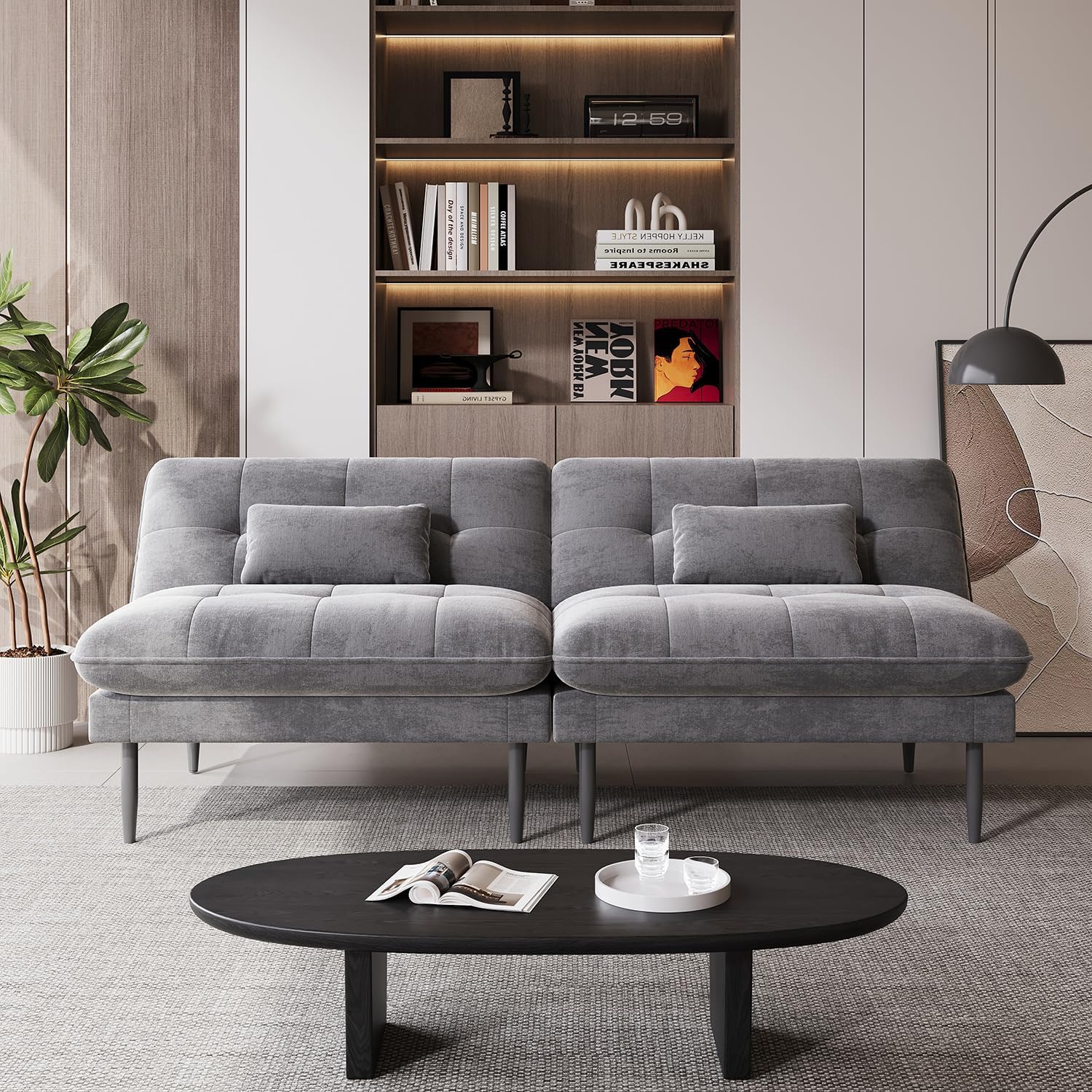 NEDYO Single Supplementary Unit of The Convertible Module, can be Matched with 70 inch Convertible Futon Sofa Bed, Used for DIY a Larger Sofa. Grey