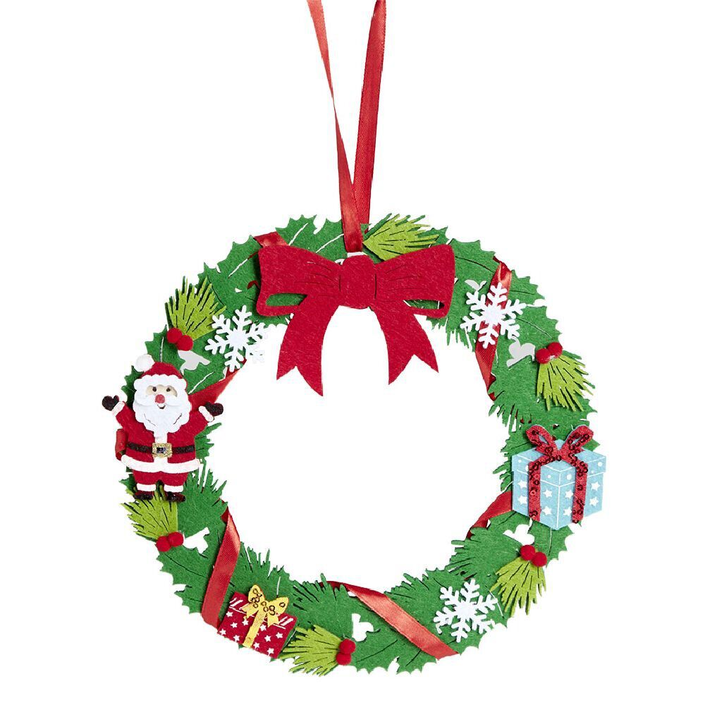 Couronne No&euml;l feutrine à suspendre H25 cm