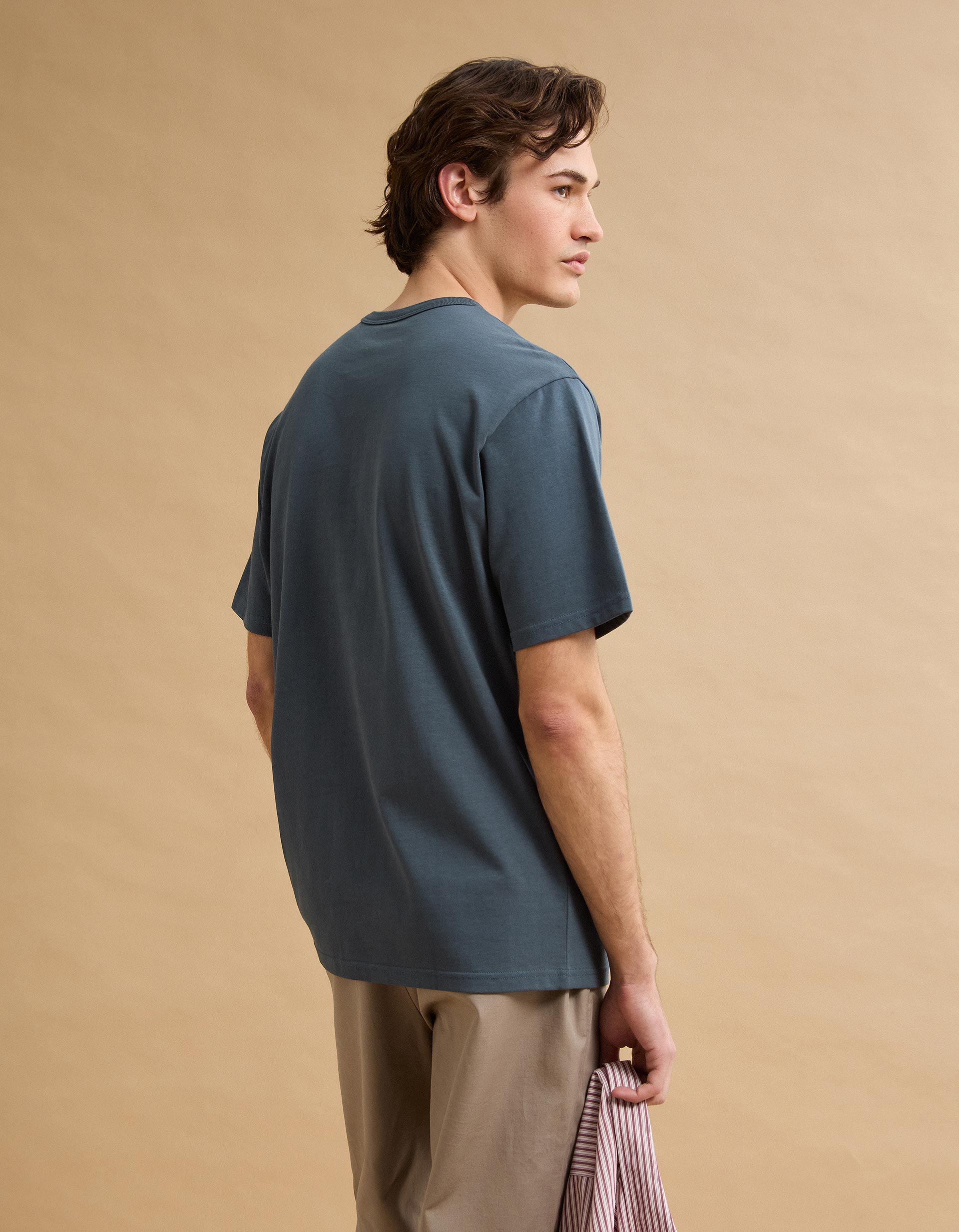T-shirt Heavy Jersey Bordado, Homem, Azul Escuro