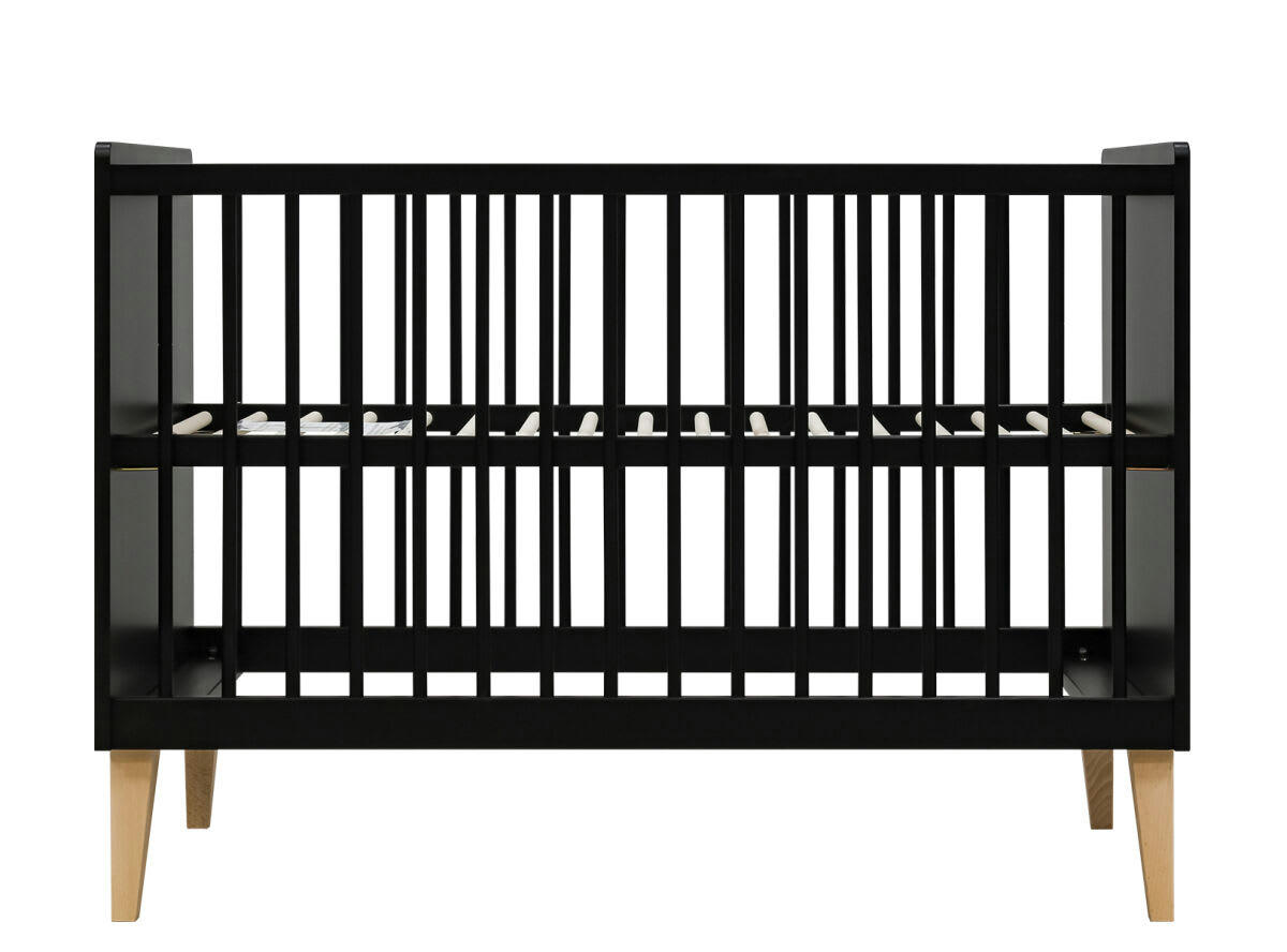 LENA - Lit 60x120 en MDF et hêtre noir mat