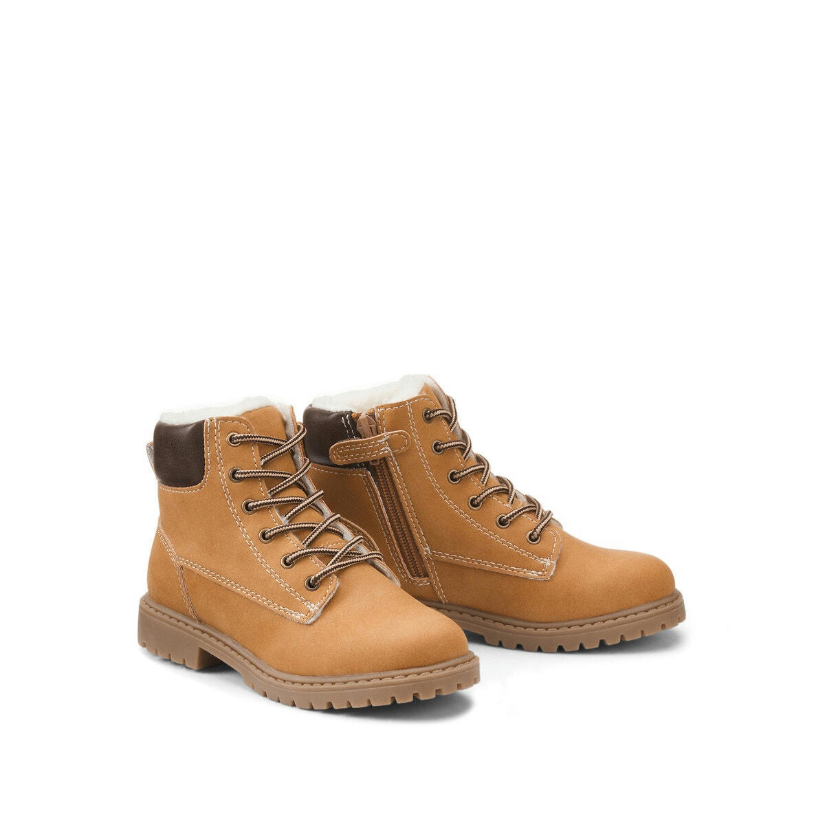 Bottines fourrées à lacets et zippées
